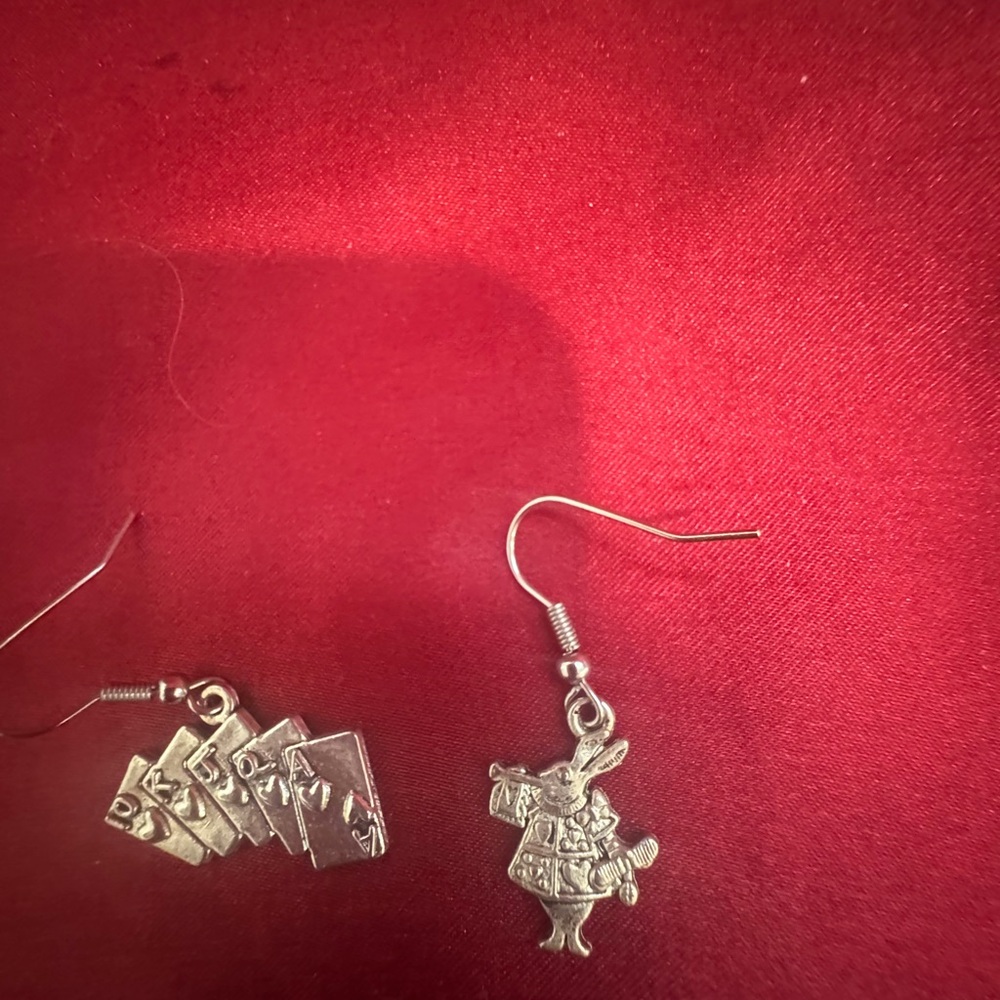 Silver Alice in Wonderland Earrings
